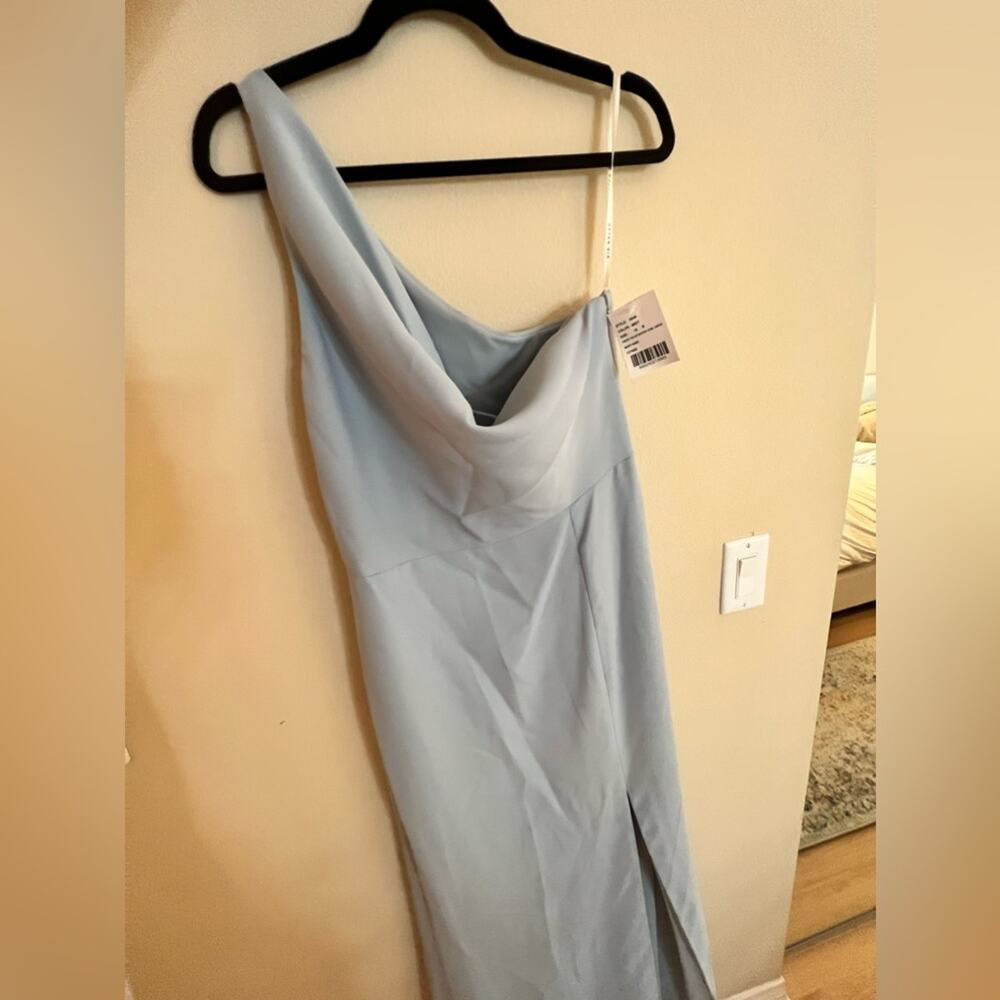 After Six One-Shoulder Draped Cowl-Neck Maxi Formal Dress - Picture 6 of 7